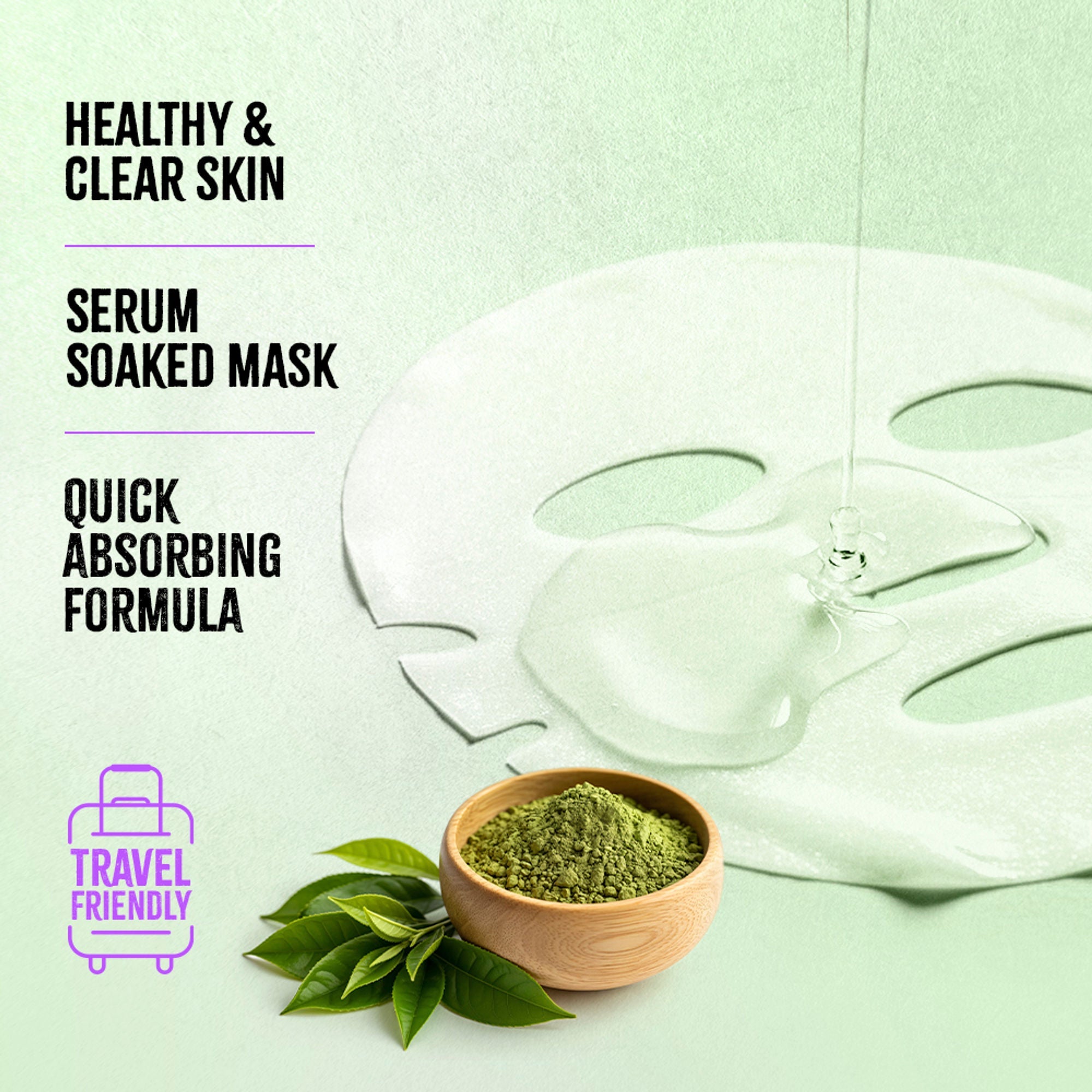 Nykaa Naturals Korean Sheet Mask Green Tea & Niacinamide For Oil Control and Clear Skin | Grocsy
