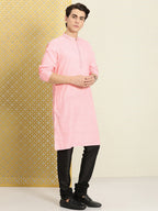 House of Pataudi Men Solid Thread Work Jashn Kurta | Grocsy