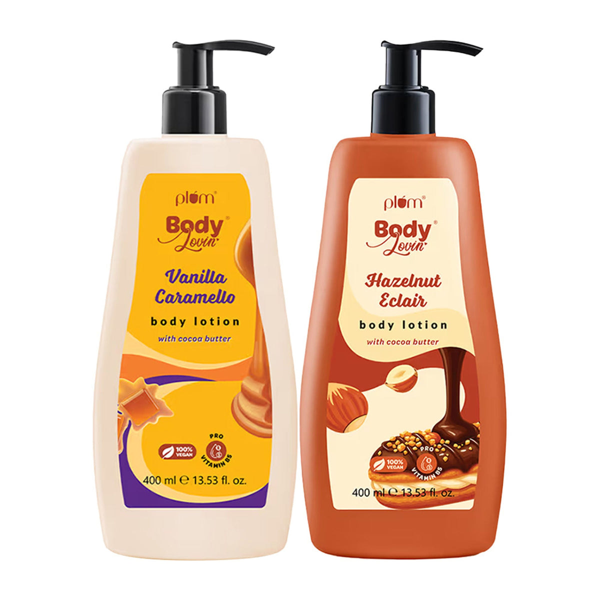 Plum BodyLovin’ Intensely Moisturising & Lightweight Body Lotion Duo Hazelnut & Vanilla Scents | Grocsy