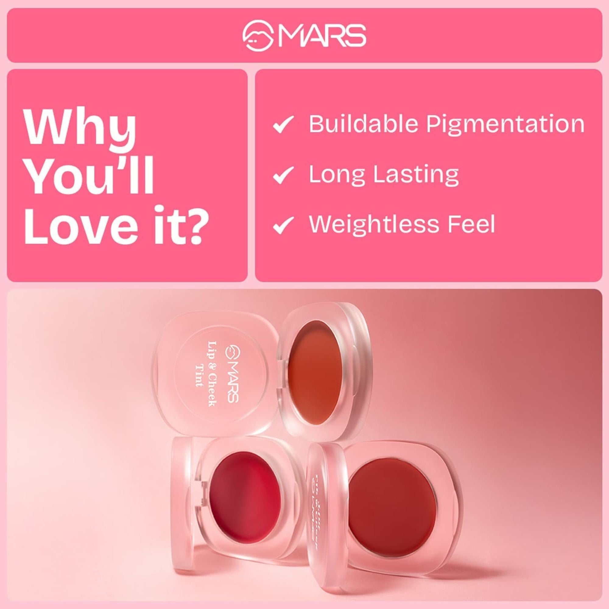 MARS Cosmetics Lip & Cheek Tint for Bold Pop Color - 04-Ruby Red | Grocsy