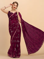 Sangria Women Burgundy Sarees | Grocsy