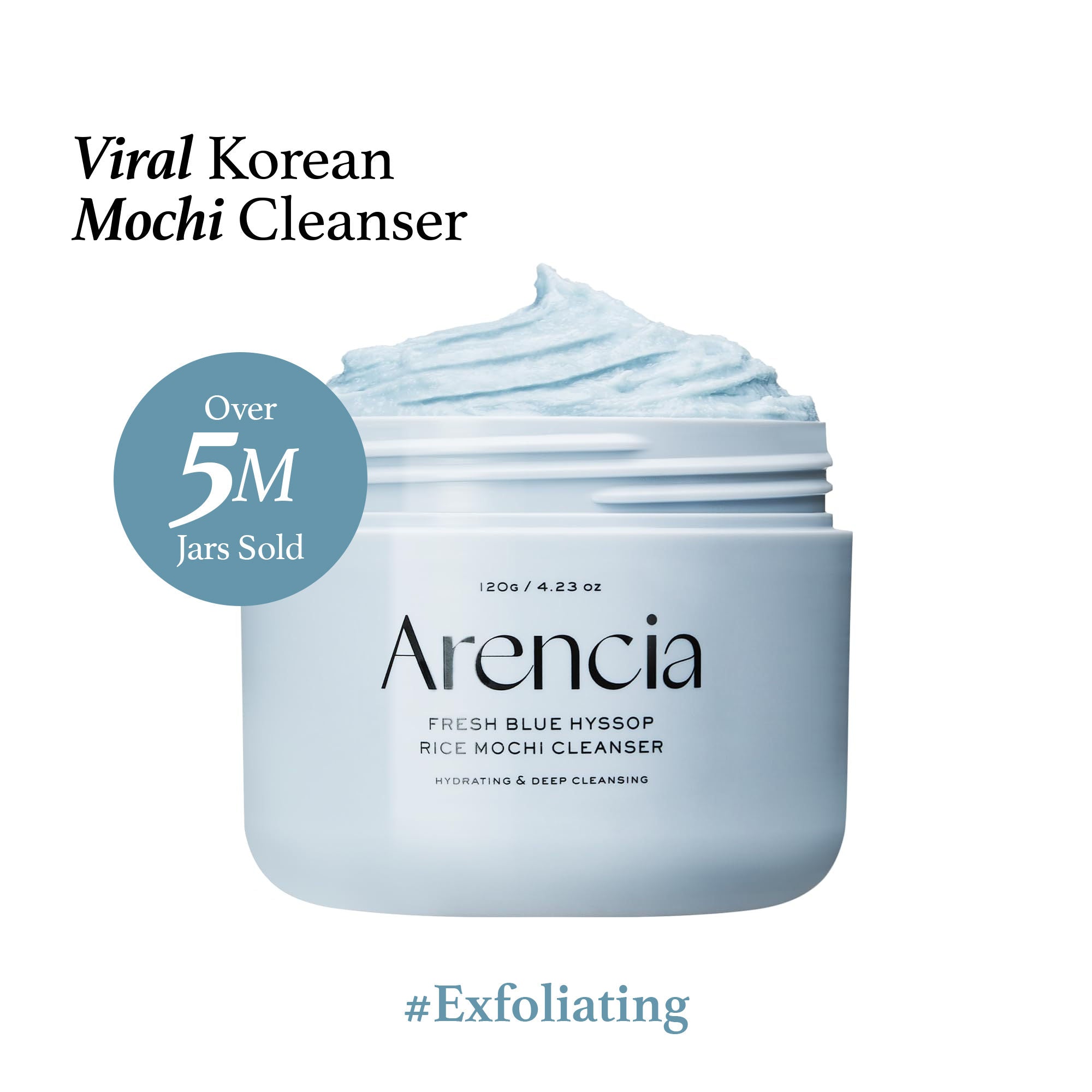 Arencia Fresh Blue Hyssop Rice Mochi Cleanser - Gentle Exfoliating Pore Care Korean Double Cleanser | Grocsy
