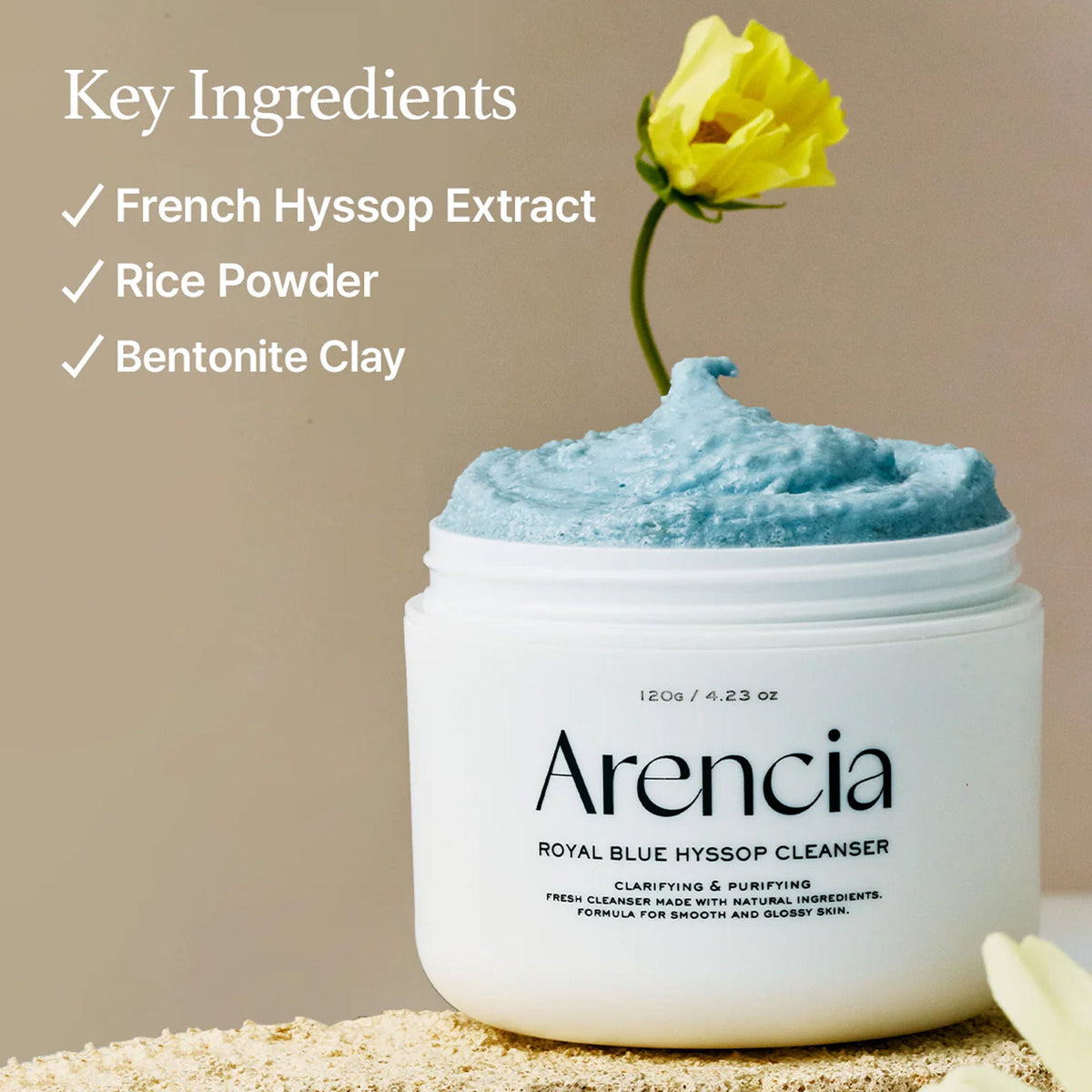 Arencia Fresh Blue Hyssop Rice Mochi Cleanser - Gentle Exfoliating Pore Care Korean Double Cleanser | Grocsy