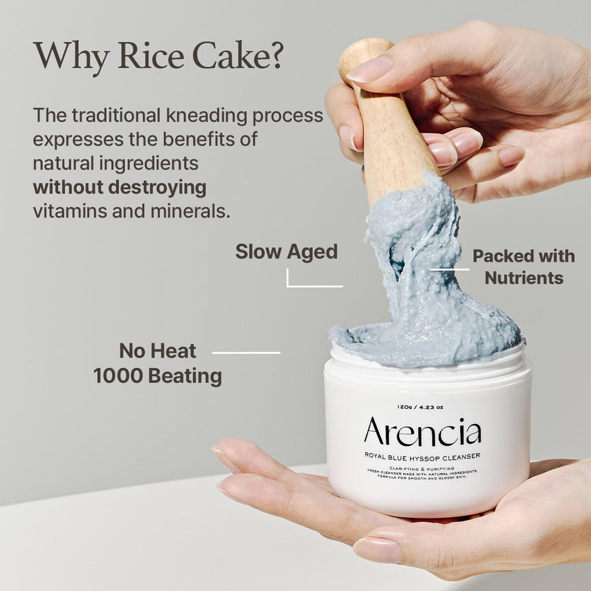 Arencia Fresh Blue Hyssop Rice Mochi Cleanser - Gentle Exfoliating Pore Care Korean Double Cleanser | Grocsy