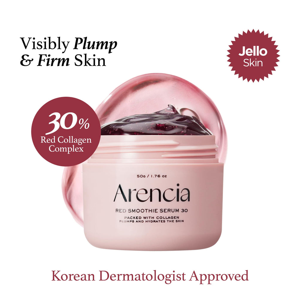 Arencia Red Smoothie Serum 30 - Anti-Aging Korean Serum with Vegan Collagen, Niacinamide & Peptides | Grocsy