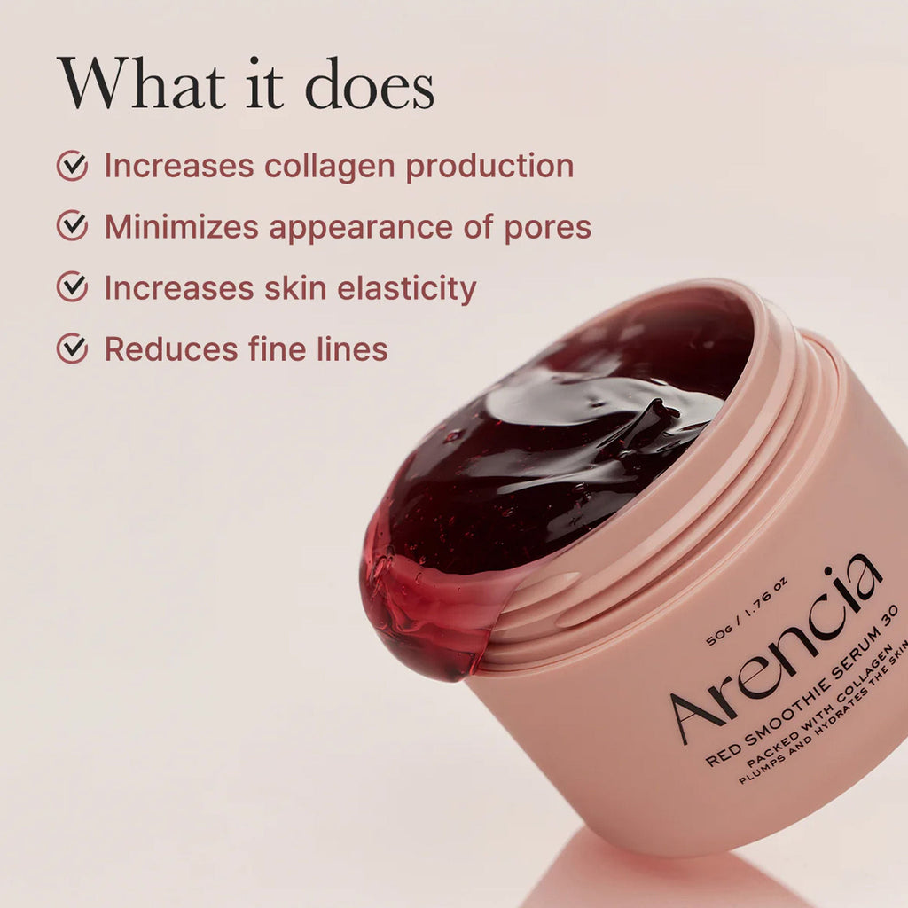 Arencia Red Smoothie Serum 30 - Anti-Aging Korean Serum with Vegan Collagen, Niacinamide & Peptides | Grocsy