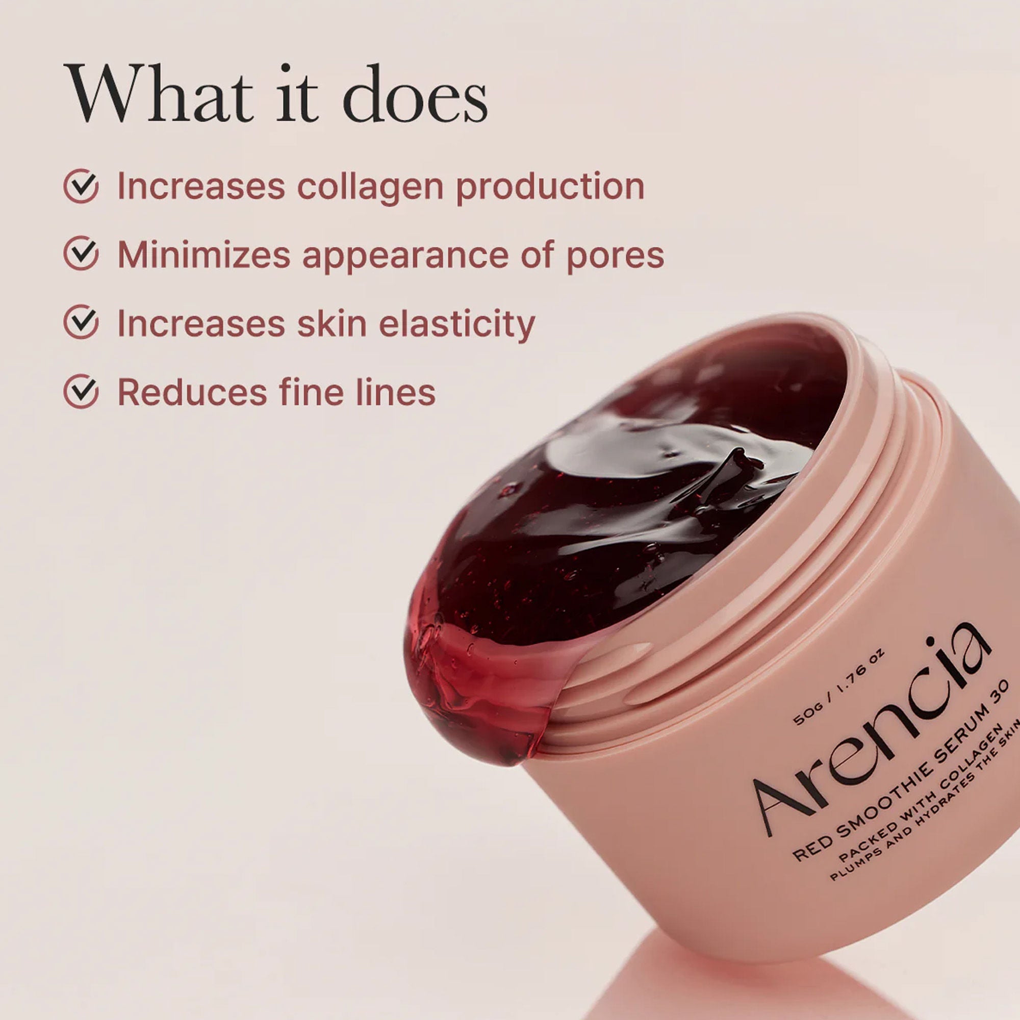 Arencia Red Smoothie Serum 30 - Anti-Aging Korean Serum with Vegan Collagen, Niacinamide & Peptides | Grocsy