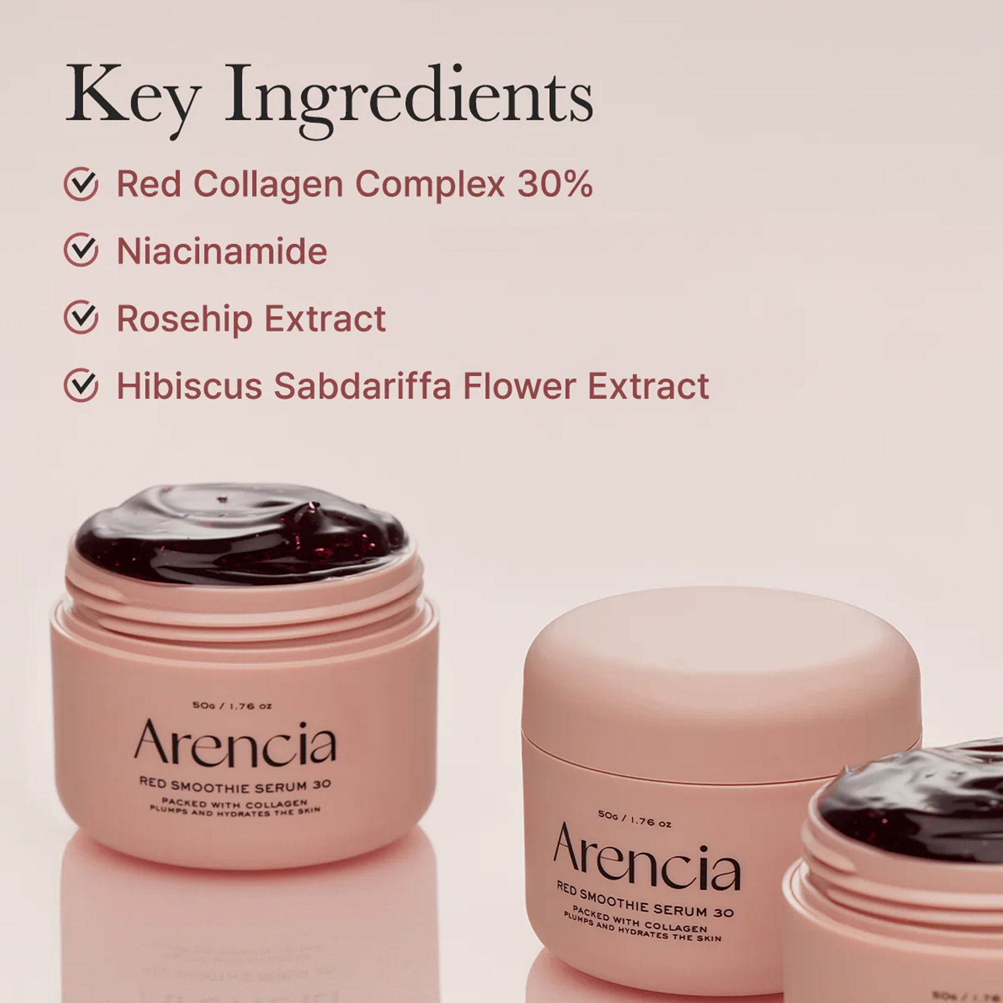 Arencia Red Smoothie Serum 30 - Anti-Aging Korean Serum with Vegan Collagen, Niacinamide & Peptides | Grocsy