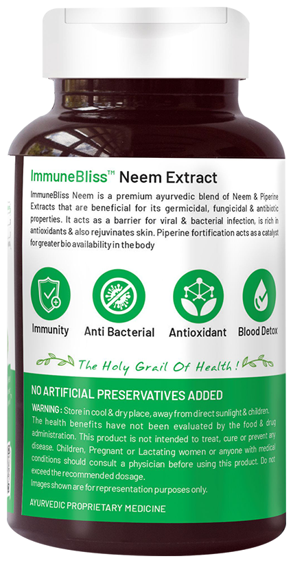 Bliss Welness Immune Health Neem Biopiperine Veg Tablet | Grocsy