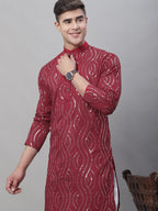 Sojanya Ethnic Motifs Embroidered Sequinned Pure Cotton Kurta | Grocsy