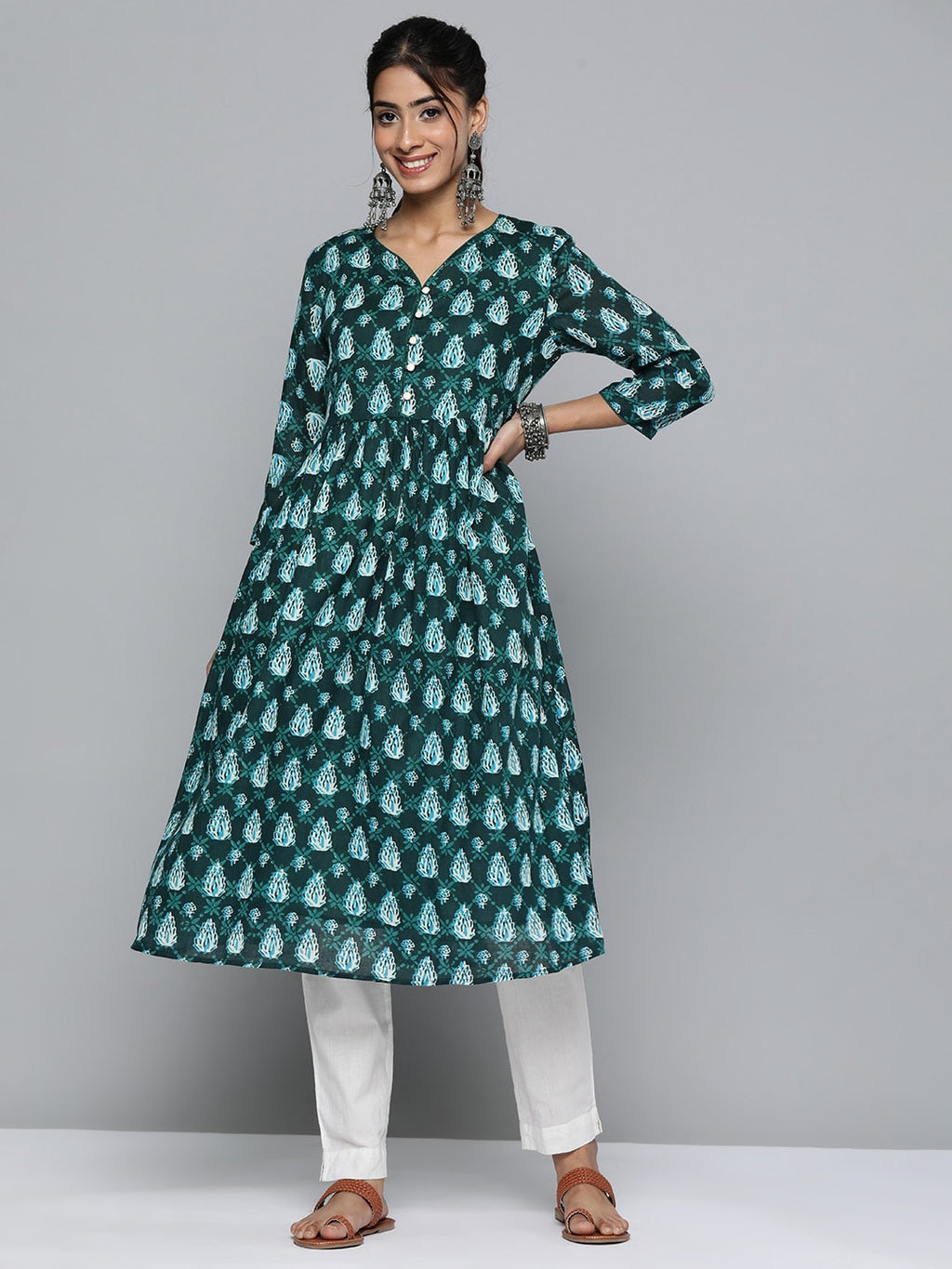 HERE&NOW Floral Printed Pure Cotton Kurta | Grocsy