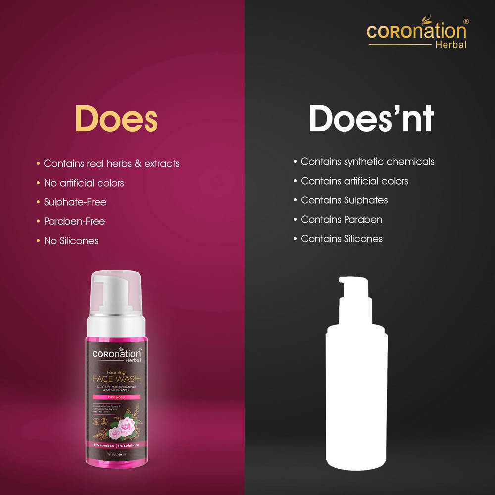 Coronation Herbal Pink Rose Foaming Face Wash | Grocsy