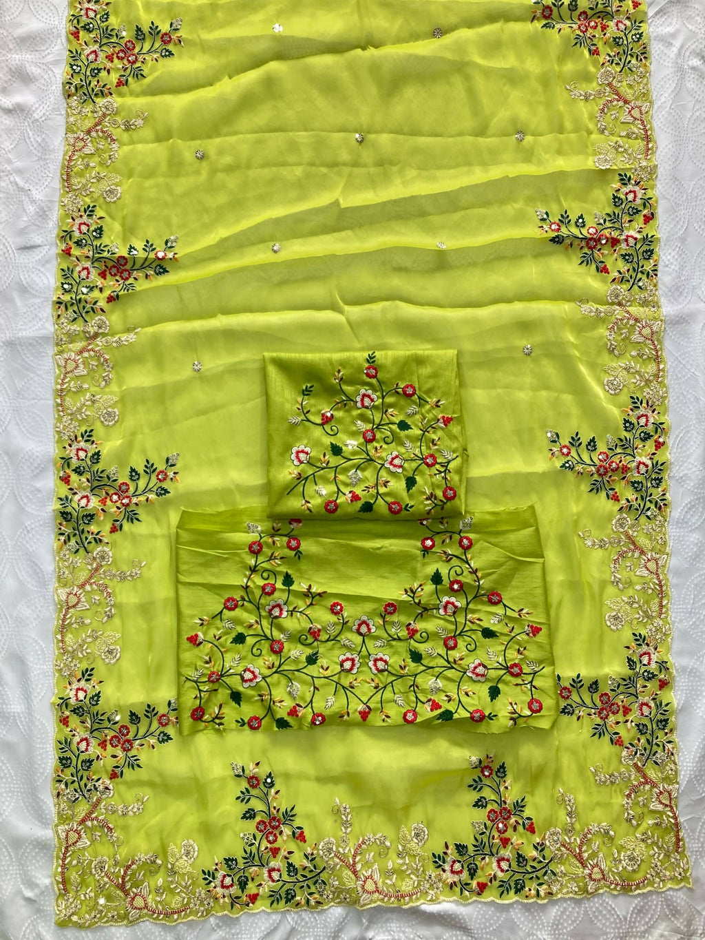 Teeya Creation New Stylish Trendy Party Wear Saree-Dark_Parrot_Green | Grocsy