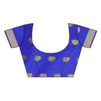 Vamika Banarasi Jacquard Weaving Blue With Gold Print Saree | Grocsy