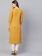 Yufta Women Mustard Yellow & Off-White Block Print Kurta with Trouser | Grocsy
