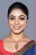 Joban Fashion Women Golden Ruby Green Pendant Set With Earrings | Grocsy