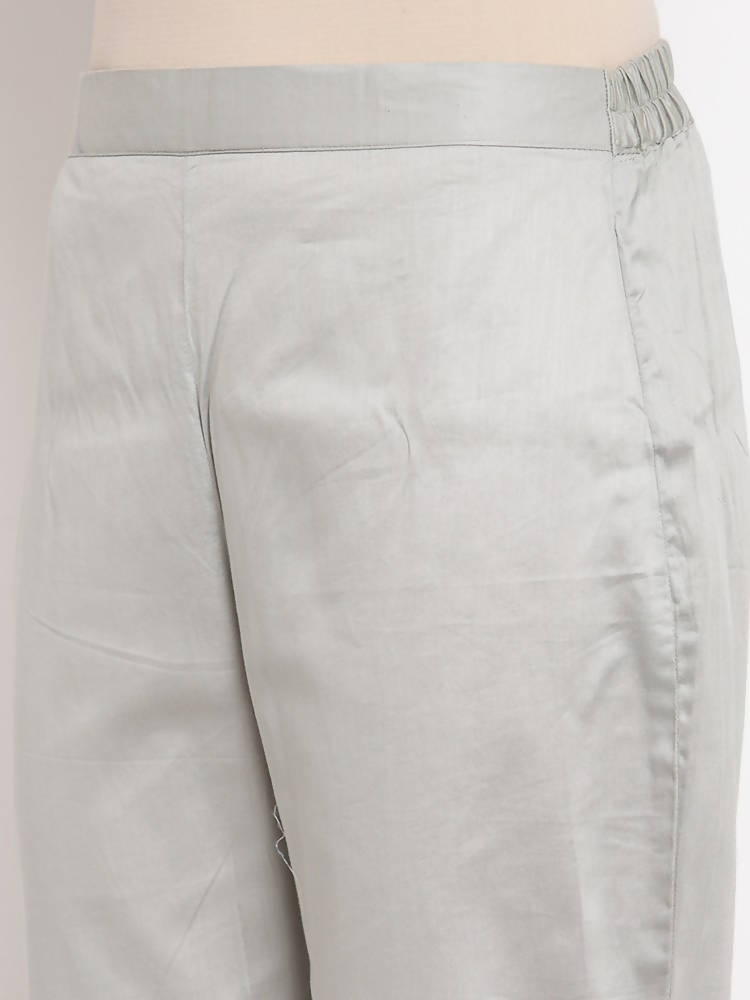 Myshka Beautiful Women's Grey Cotton Solid Casual Trouser | Grocsy