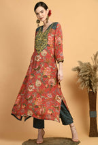 Joban Fashion Red Maslin Kurta Set | Grocsy