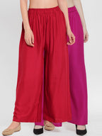 TAG 7 Women Pack Of 2 Solid Flared Palazzos | Grocsy