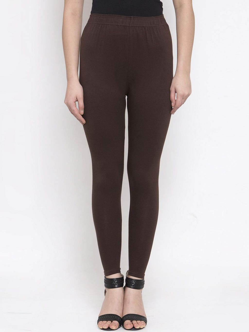 TAG 7 Women Brown Solid Ankle-Length Leggings | Grocsy