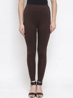 TAG 7 Women Brown Solid Ankle-Length Leggings | Grocsy