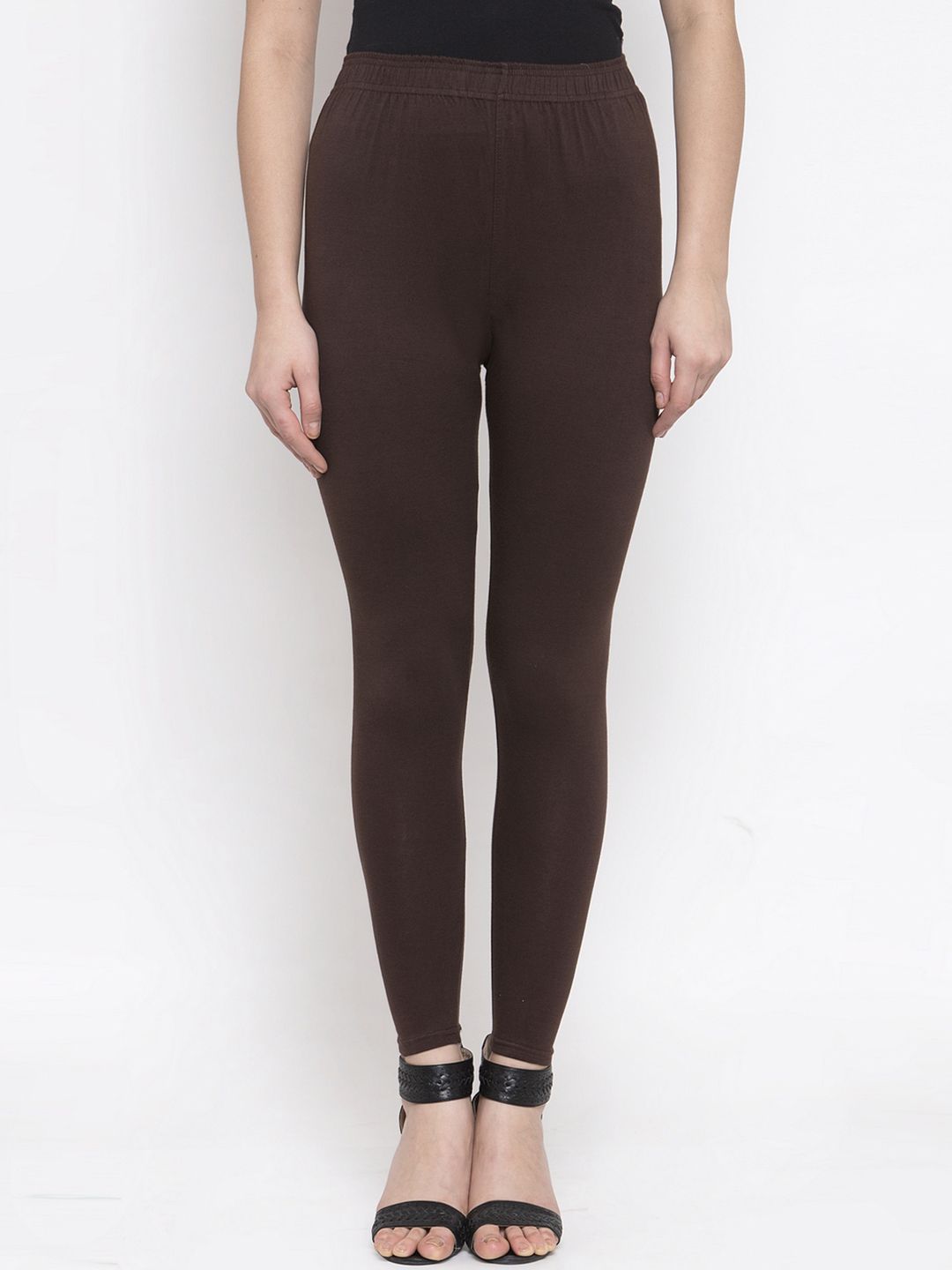 TAG 7 Women Brown Solid Ankle-Length Leggings | Grocsy