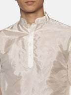 Sethukrishna Men Cream-Coloured Kurta with Pyjamas | Grocsy