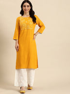 Sangria Women Ethnic Motifs Yoke Design Mirror Work Kurta | Grocsy