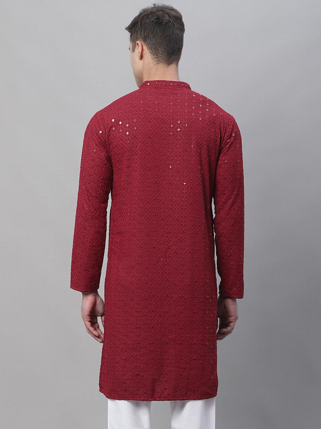 Sojanya Ethnic Motifs Embroidered Sequinned Pure Cotton Kurta | Grocsy