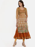 Souchii Beige & White Printed Straight Kurta | Grocsy
