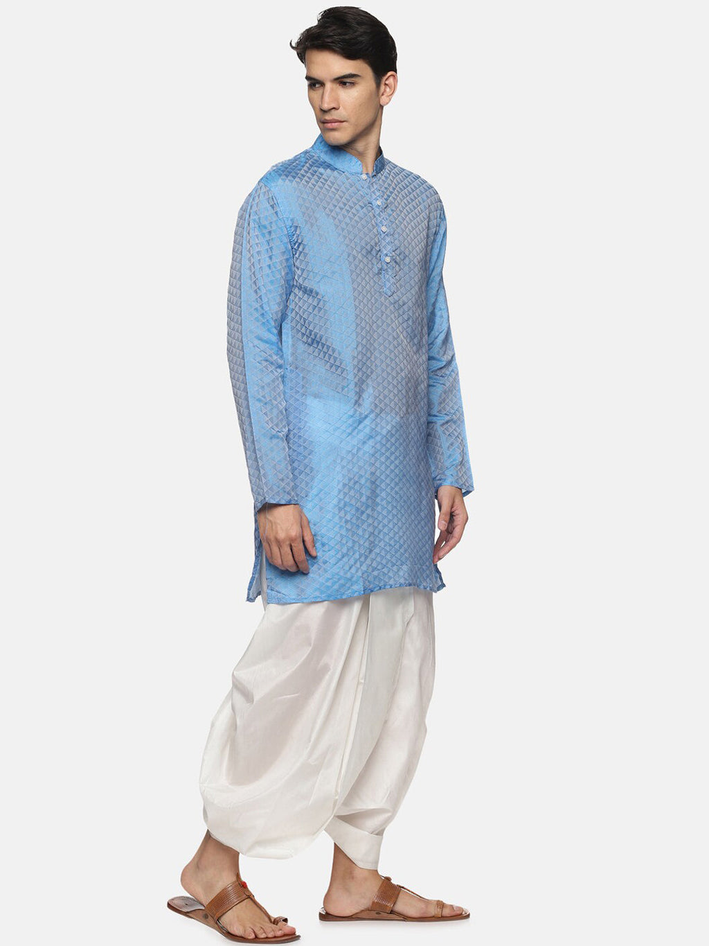 Sethukrishna Men Blue Kurta with Dhoti Pants | Grocsy