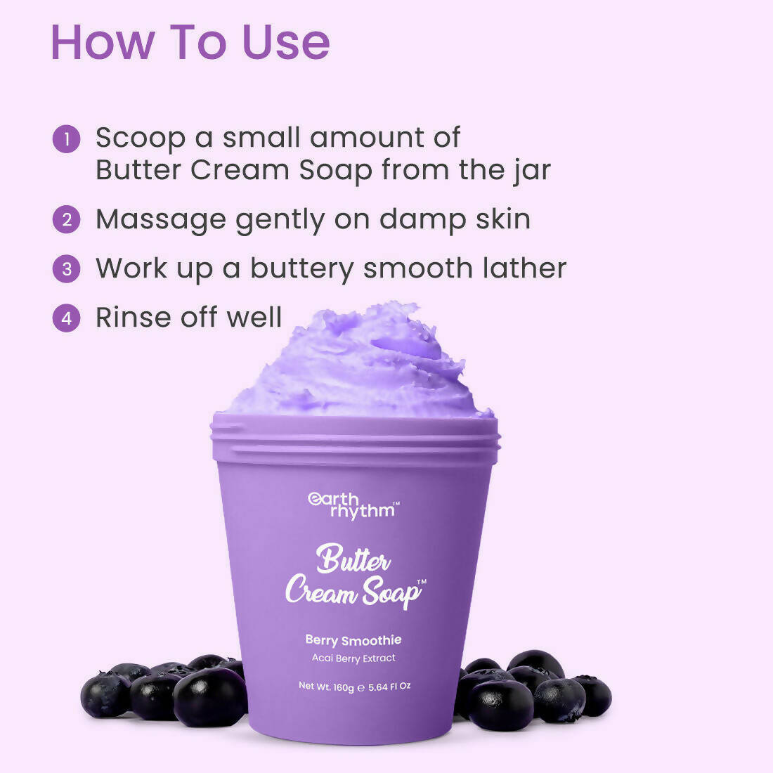 Earth Rhythm Butter Cream Shower Mousse Soap - Berry Smoothie | Grocsy