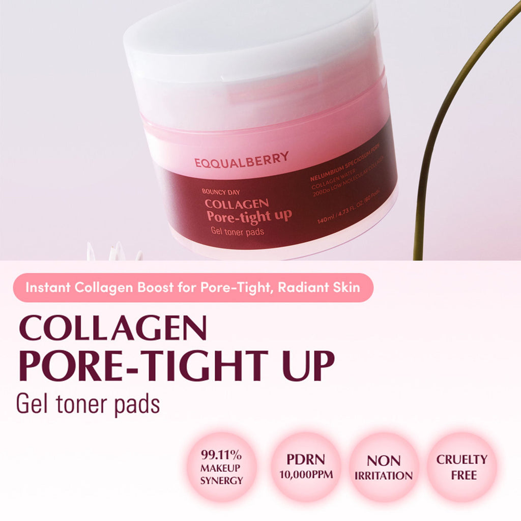 Eqqualberry Collagen Pore Tight-Up Gel Toner Pads – Hydrates & Refines Pores | Grocsy