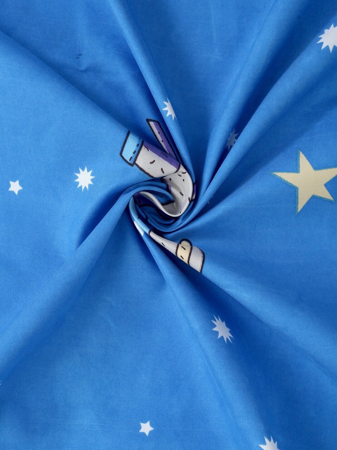 Home Sizzler Blue & White Cartoon Characters 210 TC Single Bedsheet with 1 Pillow Covers | Grocsy