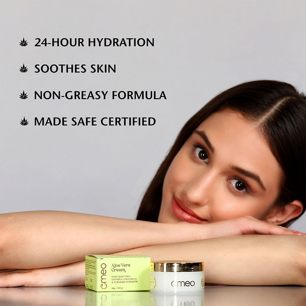 Omeo Aloe Vera Cream - For Daily Use, Hydrated Dewy Skin | Grocsy
