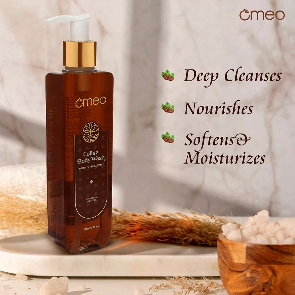 Omeo Coffee Body Wash - Gentle Cleansing, Soft Nourshing Body Wash | Grocsy
