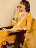 Indo Era Floral Yoke Design V-Neck Straight Kurta With Trousers & Dupatta | Grocsy