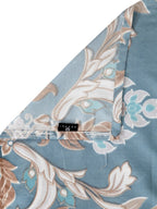 Arrabi Beige & Blue Floral 300 TC Super King Bedsheet With 2 Pillow Covers | Grocsy