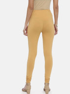 Souchii Beige Solid Slim-Fit Churidar-Length Leggings | Grocsy