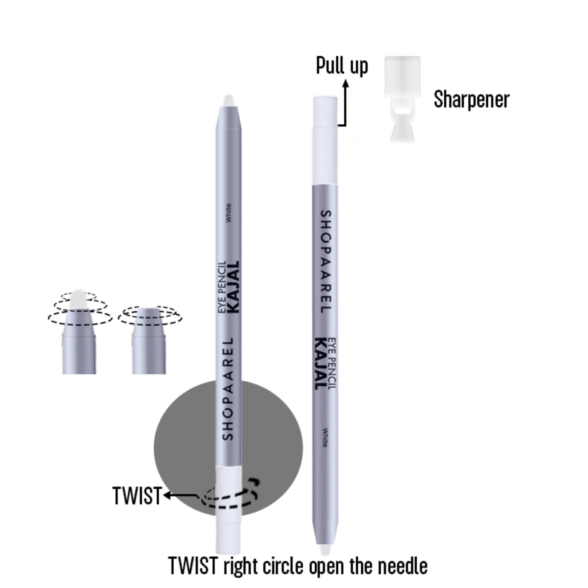 Shopaarel Eye Kajal Pencil - White | Grocsy