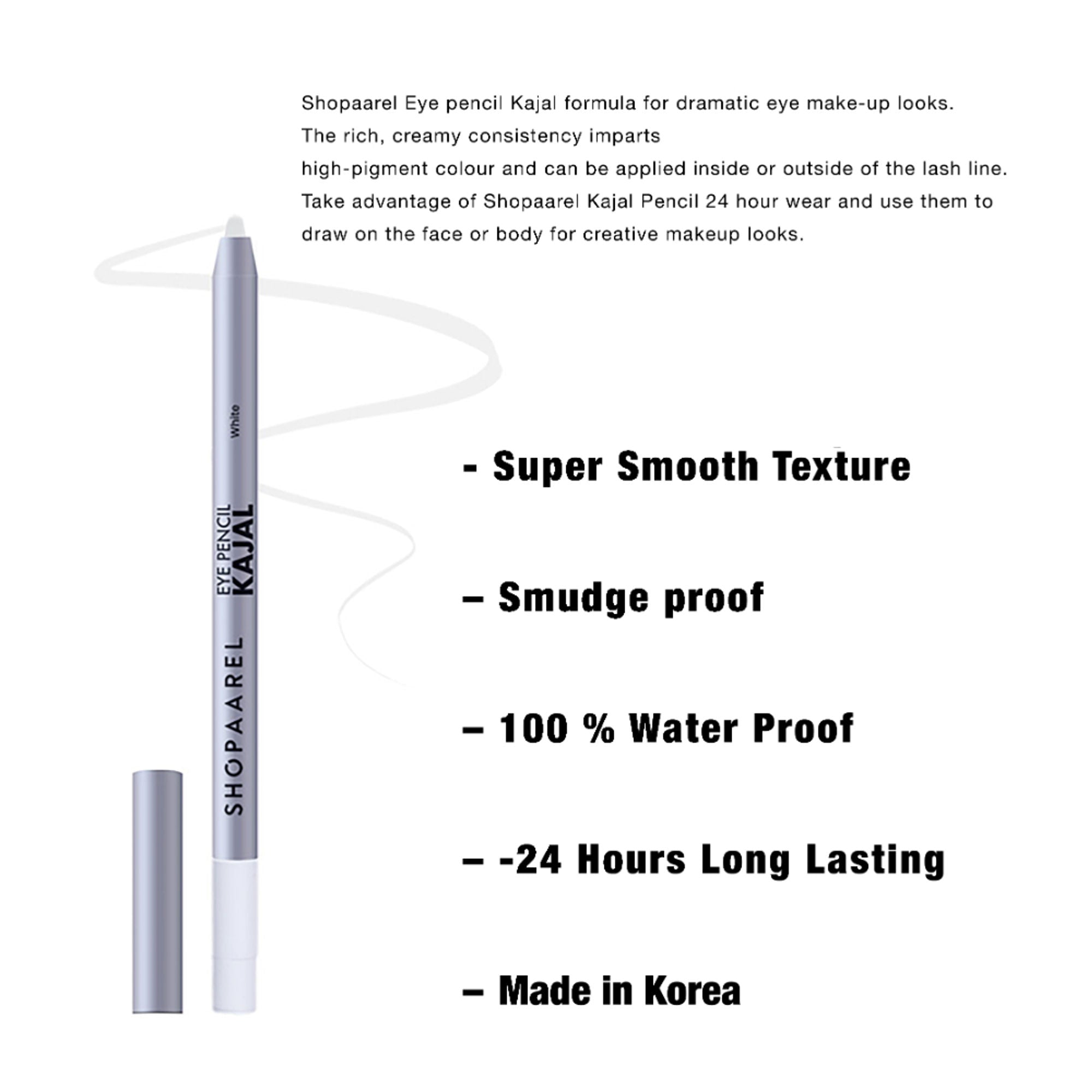 Shopaarel Eye Kajal Pencil - White | Grocsy