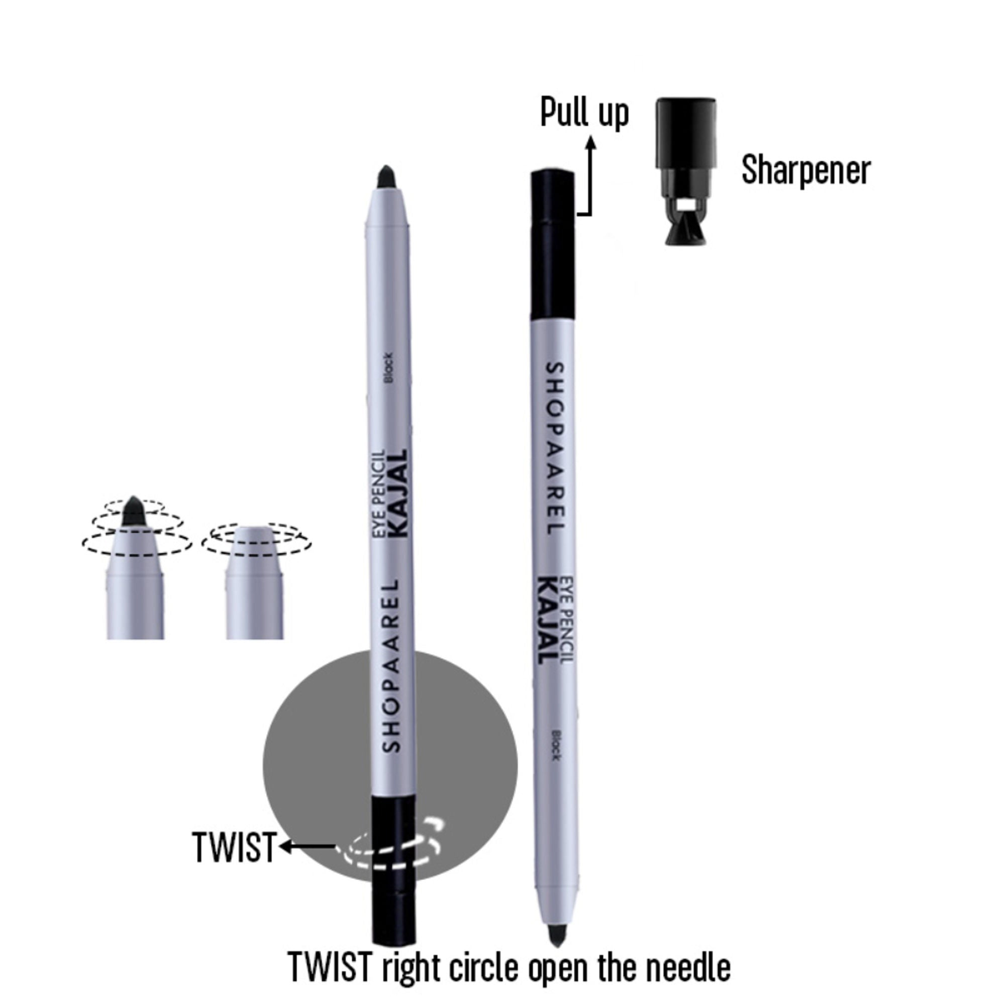 Shopaarel Eye Kajal Pencil - Black | Grocsy