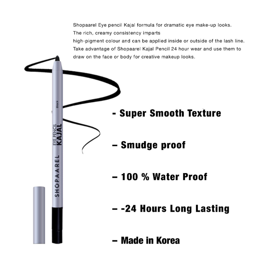 Shopaarel Eye Kajal Pencil - Black | Grocsy