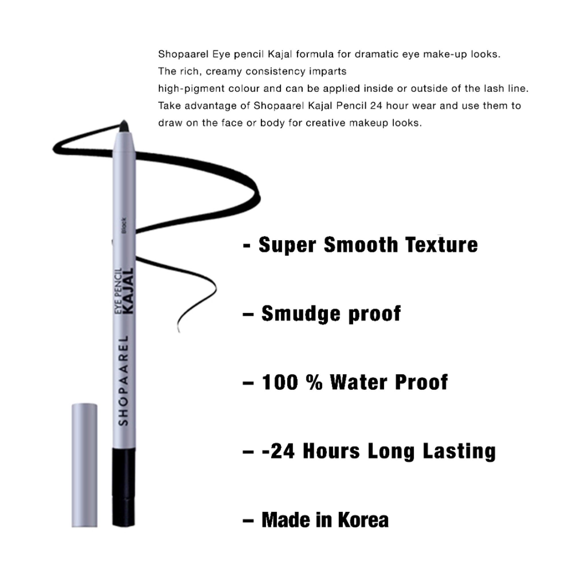 Shopaarel Eye Kajal Pencil - Black | Grocsy
