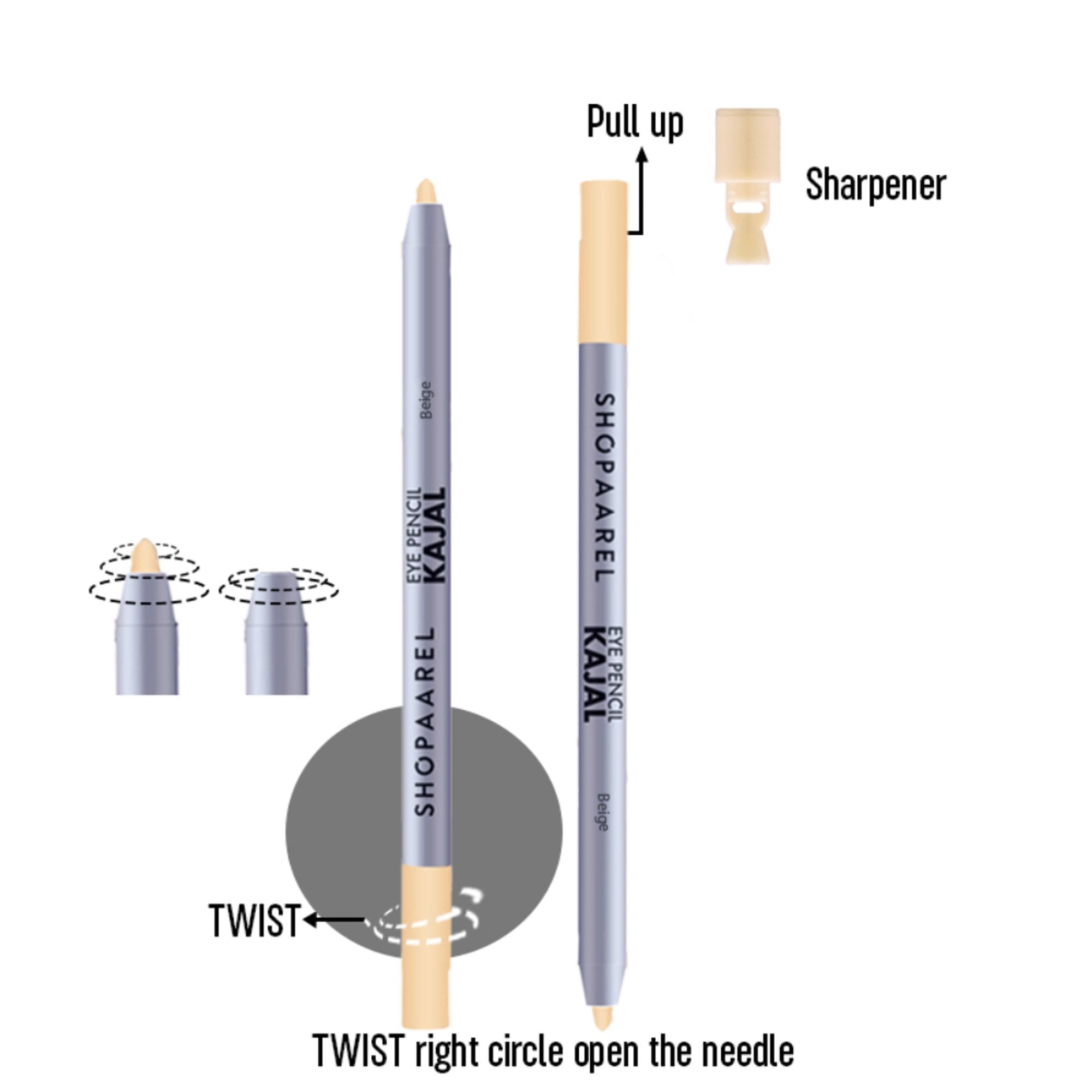 Shopaarel Eye Kajal Pencil - Beige | Grocsy