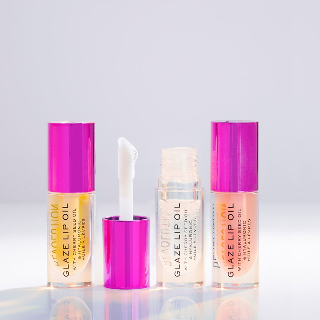 Makeup Revolution Glaze Lip Oil Intense Nourishment With Hyaluronic Acid Vitamin E - Lust Clear | Grocsy