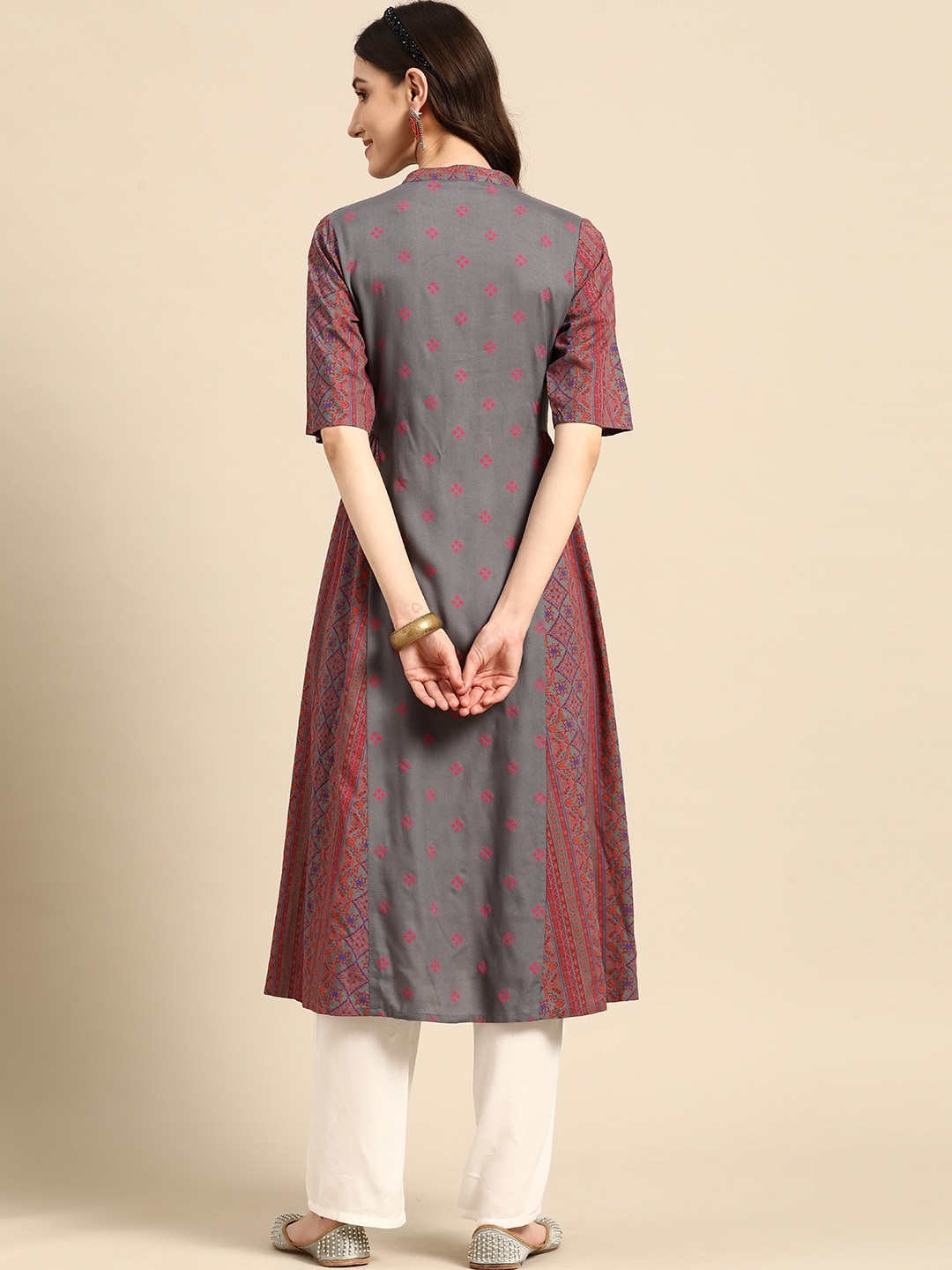 Sangria Ethnic Motifs Print Kurta | Grocsy