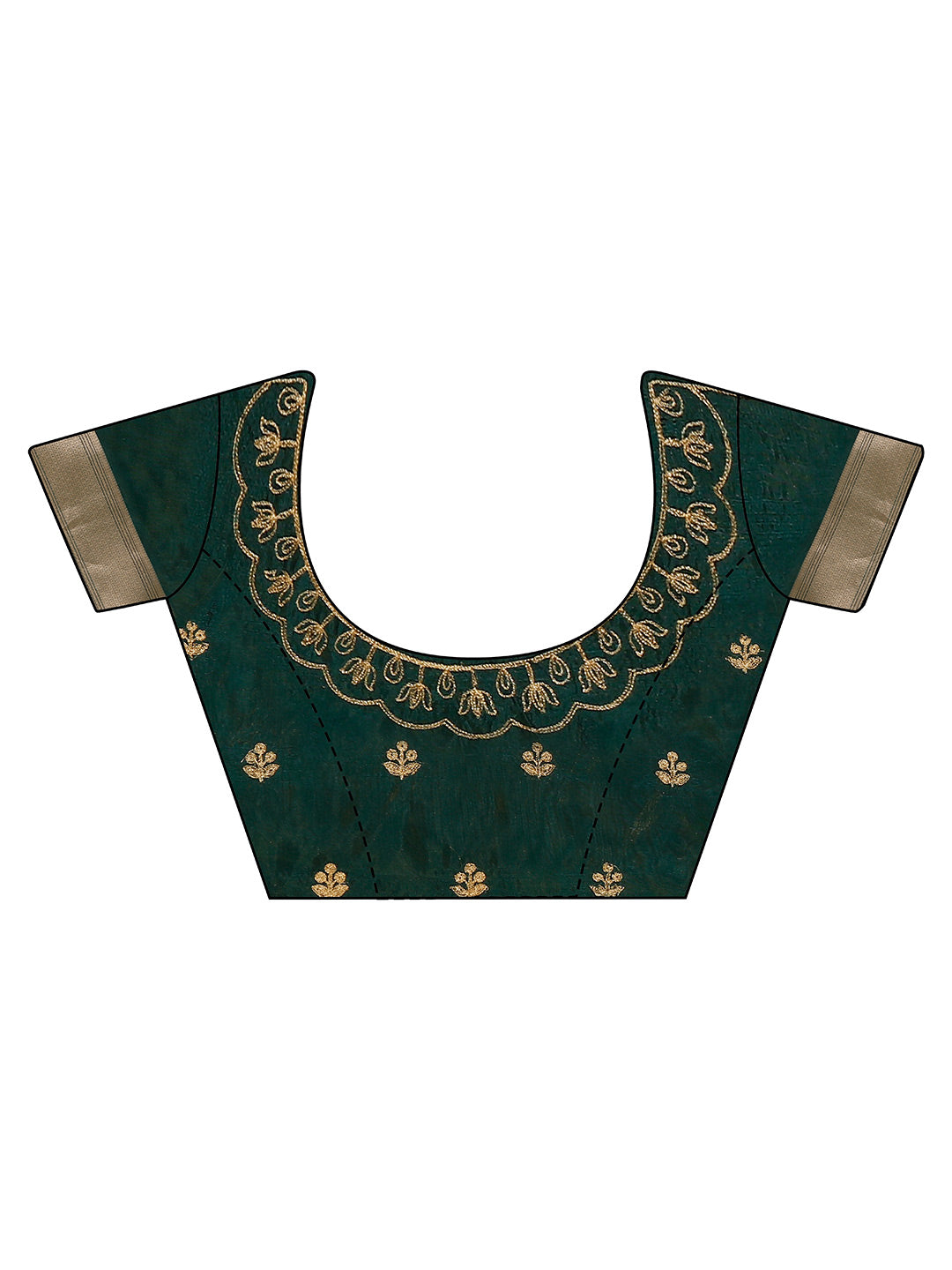 Tikhi Imli Olive Floral Embroidered Zari Organza Saree | Grocsy