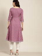 All About You Purple & Silver Ethnic Motifs Gotta Patti Detail Kurta | Grocsy