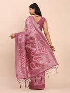 Shree Shyam Fashion Linen Cotton Light Pink Saree | Grocsy